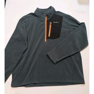 Eddie Bauer First Ascent pullover Mens 1/4 Zip Mock Neck Fleece Sweater XL‎ Gray